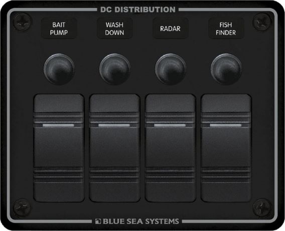 8372 BLUE SEA 4 POS WATER PROOF CIRCUIT BREAKER PANEL