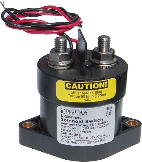 9012 BLUE SEA L SOLENOID 12/24V 250AMP