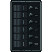 8373 BLUE SEA WATER PROOF DC PANEL 6 POSITION BLACK